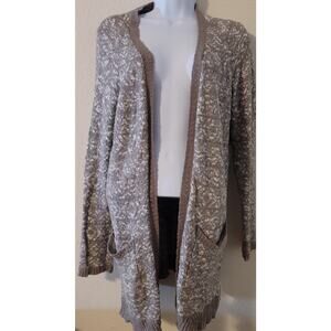 LA Hearts Gray White Open Front Knit Cardigan Sweater Large Raglan Long Sleeves